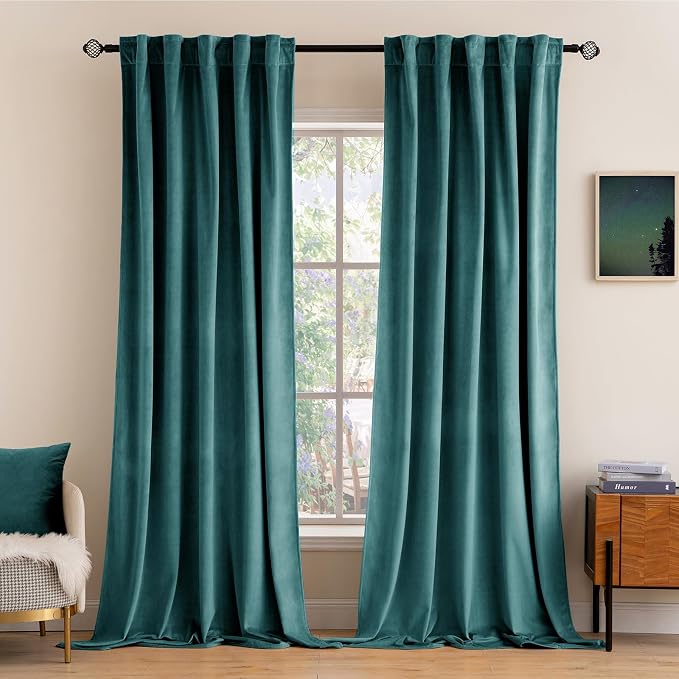 MIULEE Teal Velvet Curtains 52x84 inches 2 Panels Luxury Blackout Curtains | by MIULEE