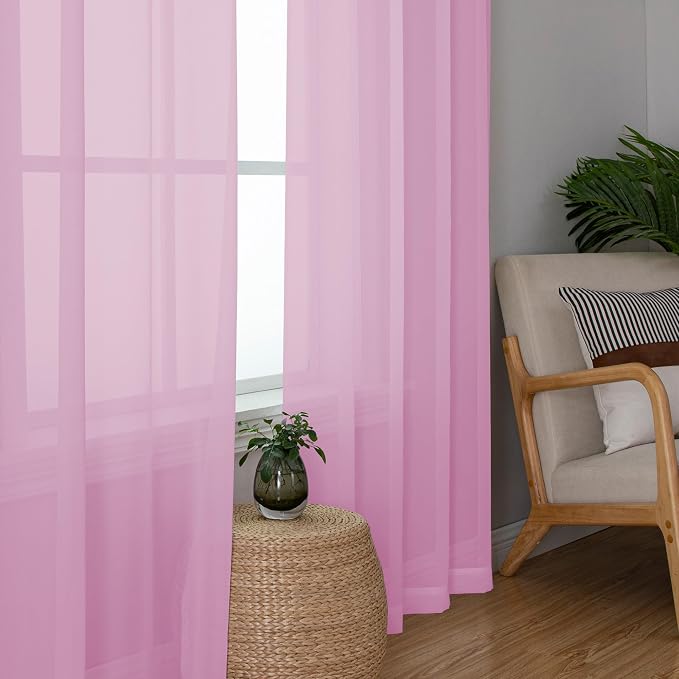 Chyhomenyc Sheer Curtains 63 Inch Length 2 Panels, Soft Airy, Rod Pocket - Image 4