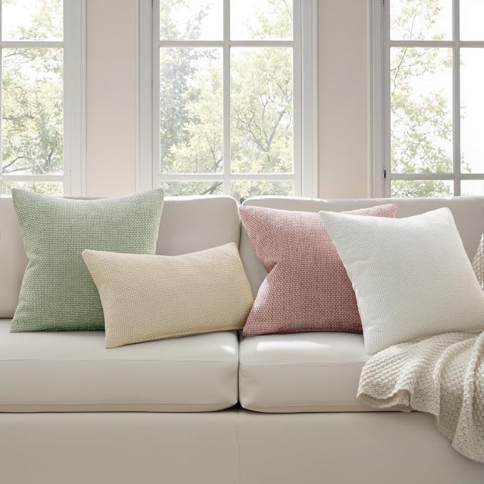 MIULEE Decorative Couch Throw Pillow Covers 18x18 Inch Neutral Cream 2 Pack | - Image 3
