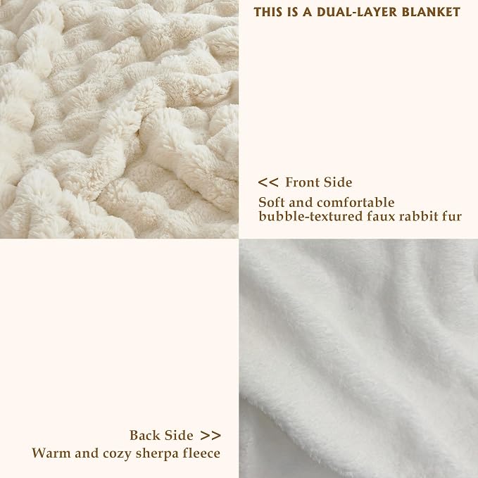 50x60 Inches Ultra-Soft Fuzzy Faux Fur Plush Throw Blanket - Image 3