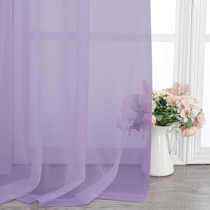 Chyhomenyc Lilac Sheer Curtains 84 Inches Long - Image 6