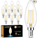 Cotanic Dimmable E12 LED Candelabra Bulb 4000K Daylight, Ceiling Fan Light Bulbs Small Base,60W Equivalent,Type B Bulb for Chandelier,Vintage B11 LED Candle Shape with Clear Glass,600LM,10 Pack
