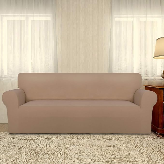 PureFit Stretch Couch Covers for Sofa Large Sofa Slipcovers Camel | 1-Piece - Image 2
