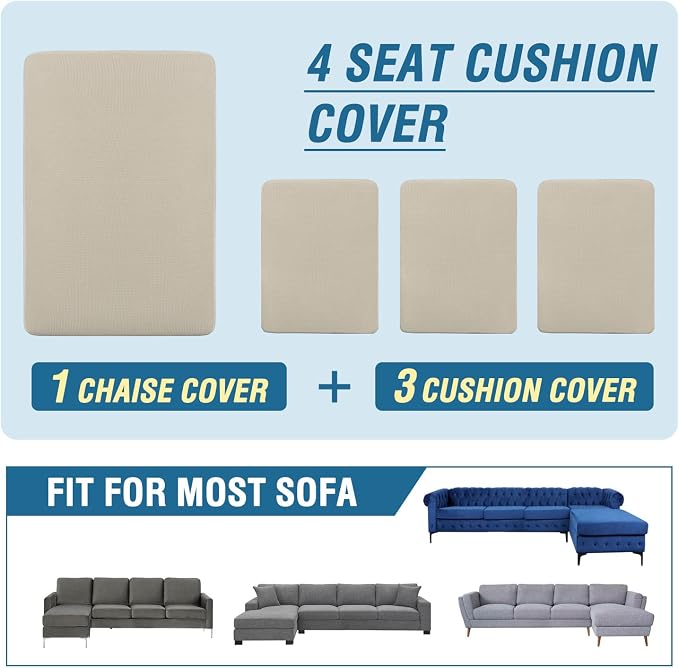 H.VERSAILTEX Sectional Couch Covers 4 Pieces Sofa Seat Cushion Covers L Shape - Image 8