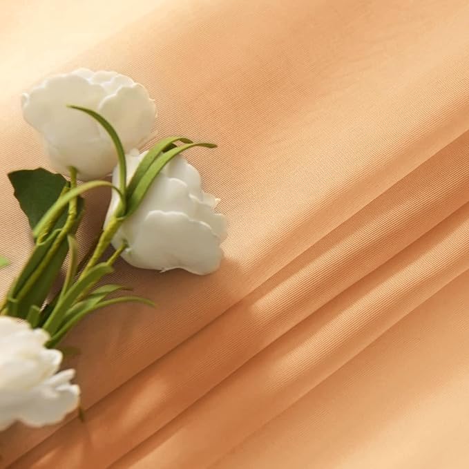 SpaceDresser Beige Sheer Curtains 4 Panels Rod Pocket Semi-Sheer Curtain 54 - Image 6