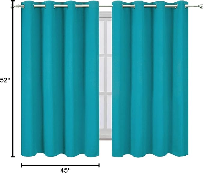 Teal Blackout Curtains/52 x 45 Inch Length Kids Curtains/Set of 2 Panels - Image 10