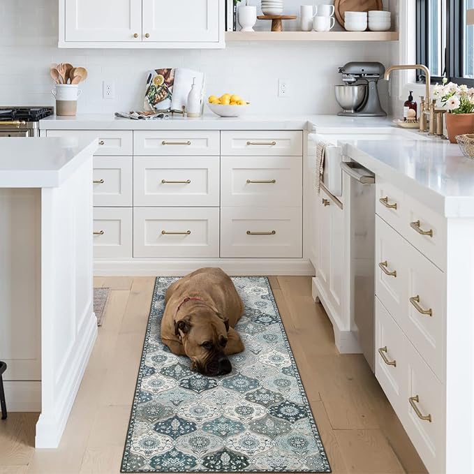 Lahome Moroccan Washable Runner Rug, 2x6 Blue Kitchen Runners - Image 5