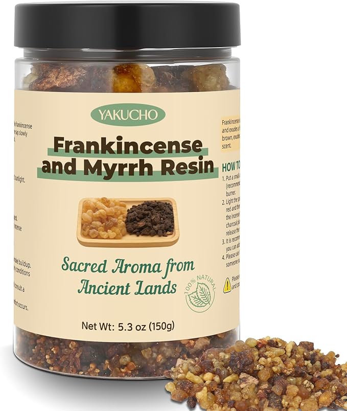 Frankincense and Myrrh Incense Gift Pack from Jerusalem – Hand-Harvested Traditional Resin for Prayer, Meditation, and Home Fragrance (5.3 oz)