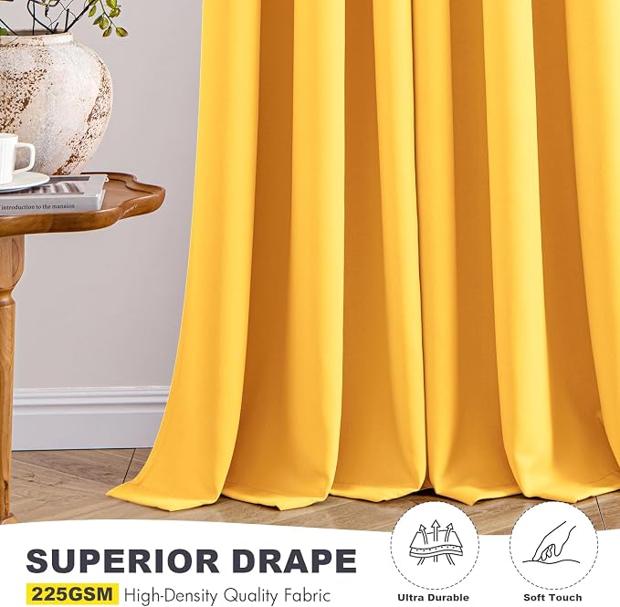 MIULEE Blackout Curtains for Bedroom 2 Panels 40 x 84 Inch Long Yellow | - Image 5