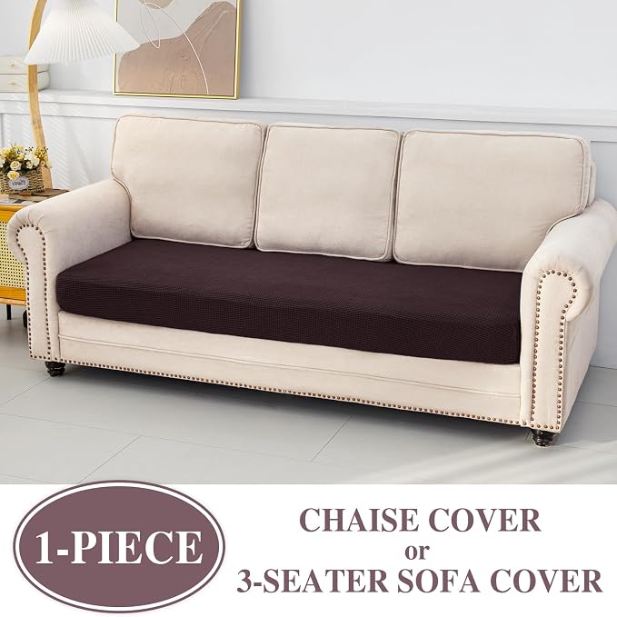 LA MEACK Couch Cushion Cover Chaise Lounge Cover Washable Separate Seat Chaise - Image 3