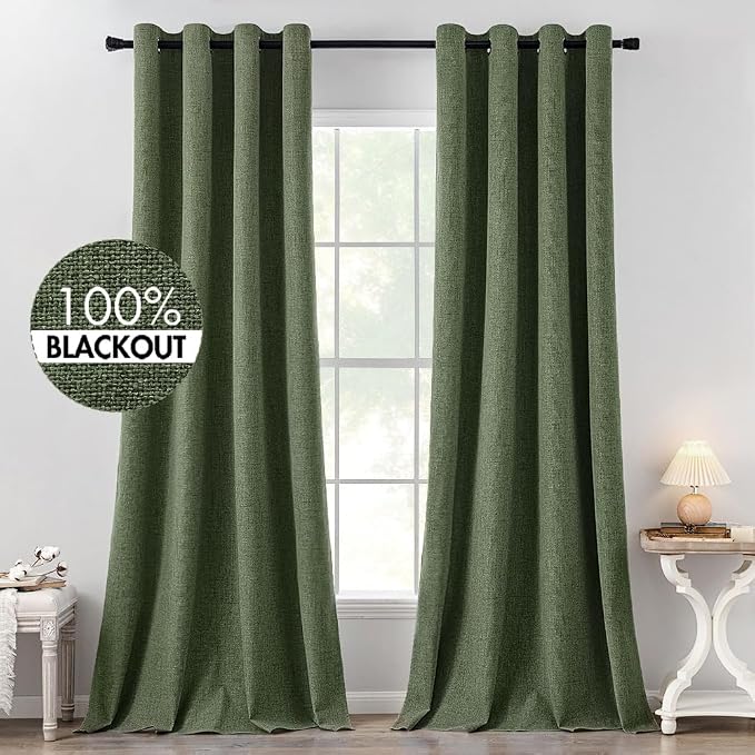 MIULEE 100% Blackout Linen Curtains by MIULEE