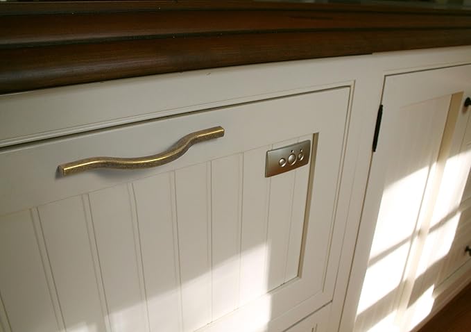 Goo-Ki Low Profile Antique Brass Cabinet Pulls, Double Hole Centers(3.8''/5'') Zinc Alloy Handle for Drawer Cupboard Wardrobe,6 Packed