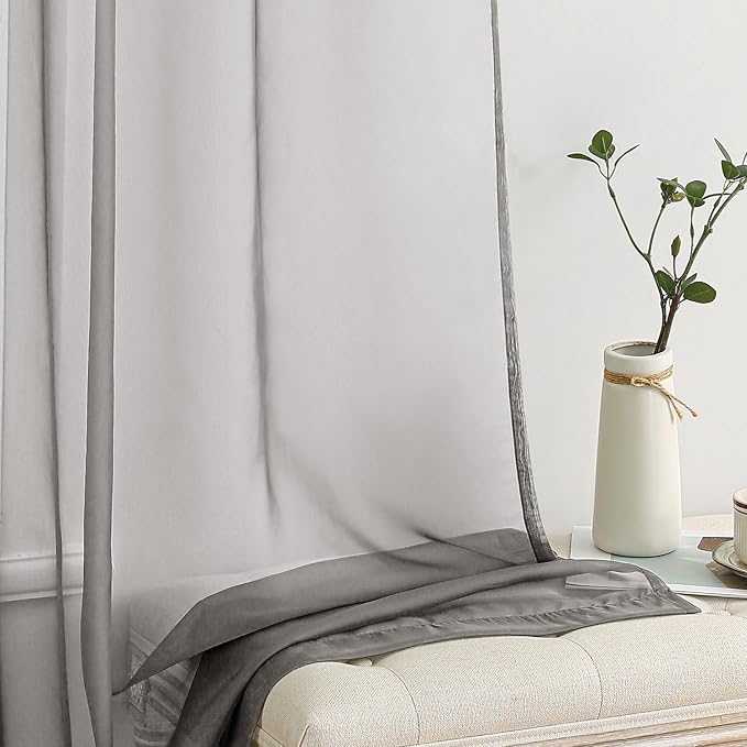 MIULEE Grey Sheer Curtains for Living Room 2 Panels 54 X 84 Inches | Light - Image 4