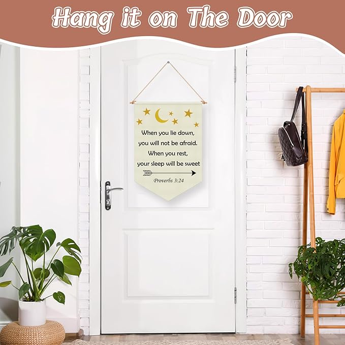 Christian Wall Banner Kids Religious Bible Verse Hanging Pennant Flag Banner motivational Inspirational Christian Wall Decor for Kids Room Nursery Playroom Baby Room Christmas Birthday Gifts