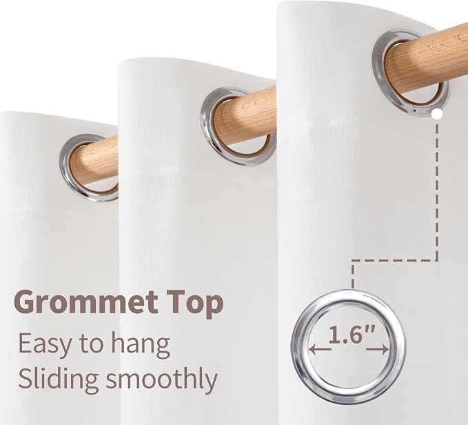 YoungsTex 72 Inch Length White Linen Semi Sheer Curtains - Image 6