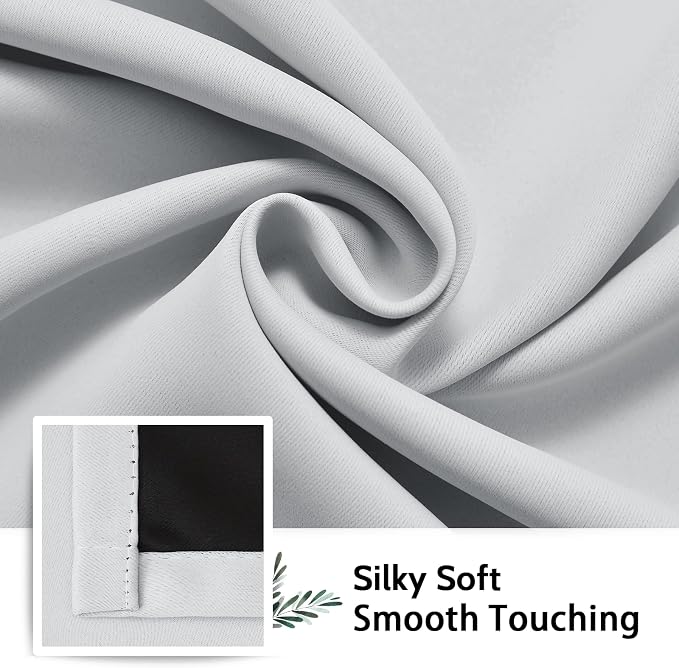 SimpleHome White 100% Blackout Curtains Room Darkening Living Room 63 Inch | - Image 7