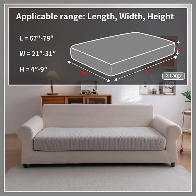 OHSIO Sectional Couch Covers, Wear Resistant Stretch Sofa Covers Washable Soft - Image 2