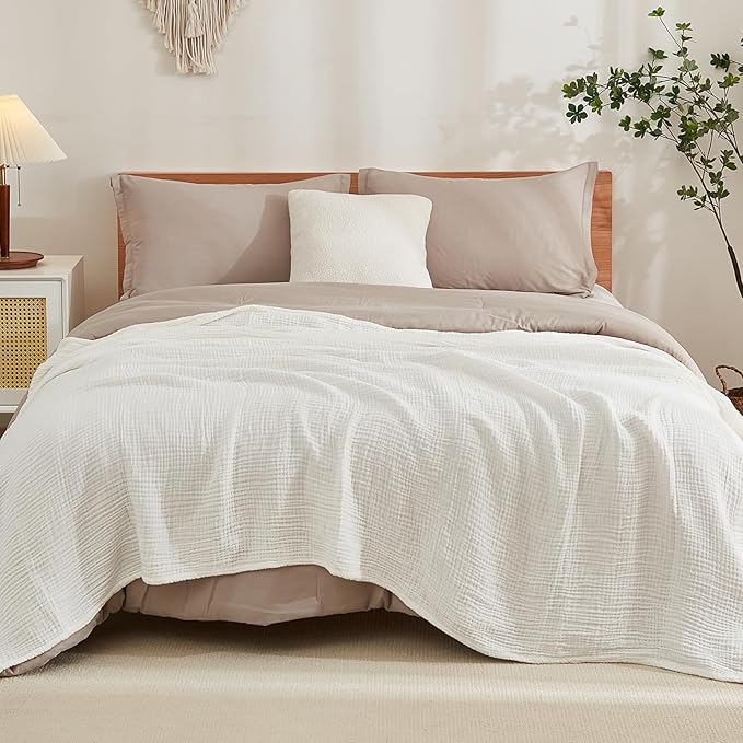 EMME Muslin Blankets for Adults Throw Blanket for Couch Breathable Gauze Soft - Image 6