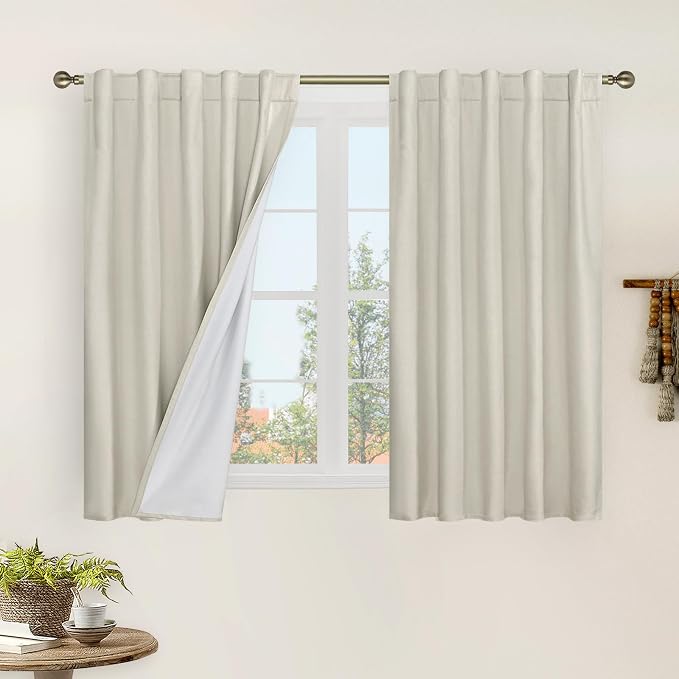 54 Inch Natural 100% Blackout Linen Curtains by LAMIT