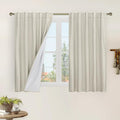 Natural 100% Blackout Linen Curtains 45 Inches by LAMIT