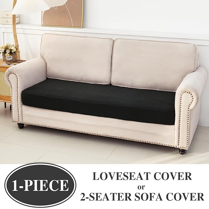 LA MEACK Couch Cushion Cover Loveseat Cover or 2 Seat Sofa Cover Washable - Image 2