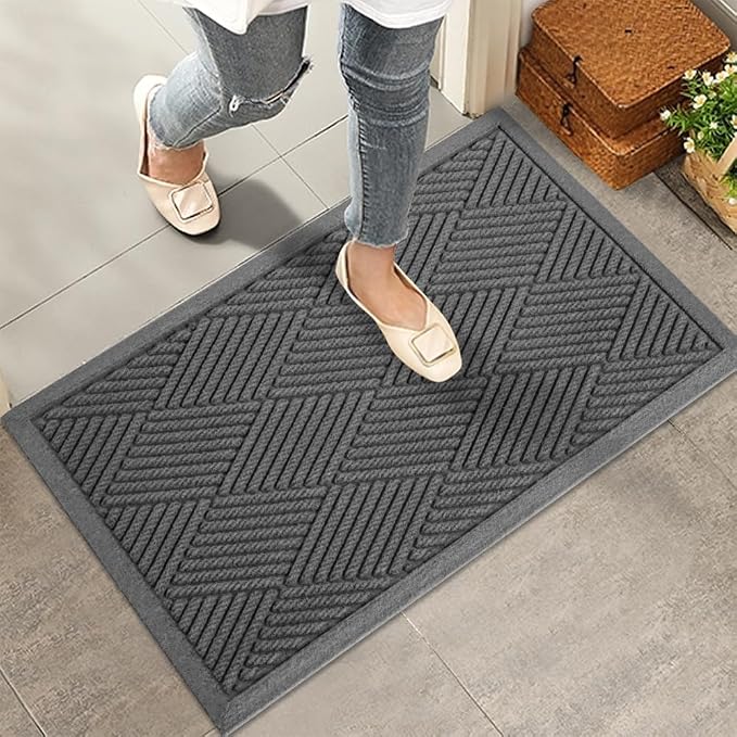 Sturdy Front Door Mat, Absorbent Muddy Dirt Resist Welcome Door Mats Outdoor by HIYARD