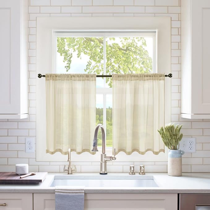 MIULEE Short Sheer Curtains 30 Inch Length 2 Panels, 29 x 30 Inches, Tier by MIULEE