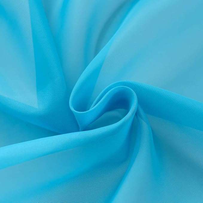 SpaceDresser Basic Rod Pocket Sheer Voile Window Curtain Panels Cyan Blue 1 - Image 7