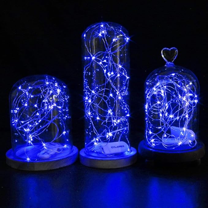 CYLAPEX 12 Pack Blue Fairy Lights String Battery Operated Fairy Lights Starry String Lights on 3.3ft/1m Silvery Copper Wire DIY Christmas Decoration Costume Wedding Party Halloween Easter