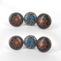 Handmade Black and Blue Abstract Ceramic Stone Cabinet Knobs,Vintage Decorative Drawer Pulls for Trendy Cabinets,Modern Dressers & Cupboards, Knobs for Kitchen & Furniture-Set of 6