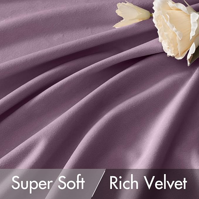 MIULEE Lavender Velvet Curtains 52x96 inches Luxury Blackout Curtains | Thermal - Image 4