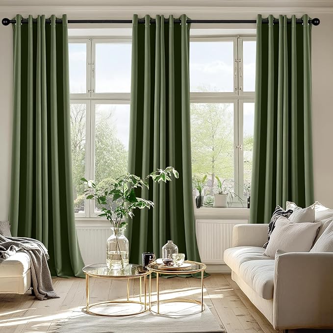 MIULEE Blackout Curtains for Bedroom 2 Panels 40 x 90 Inch Long Olive Green | - Image 6