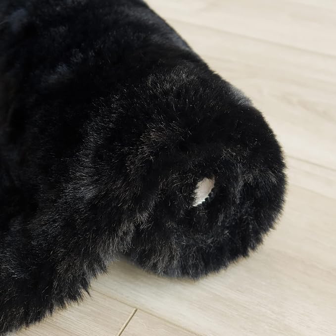 ORINOVA Faux Rabbit Fur Rug Machine Washable Area Rugs Black Fur Rug - Image 7