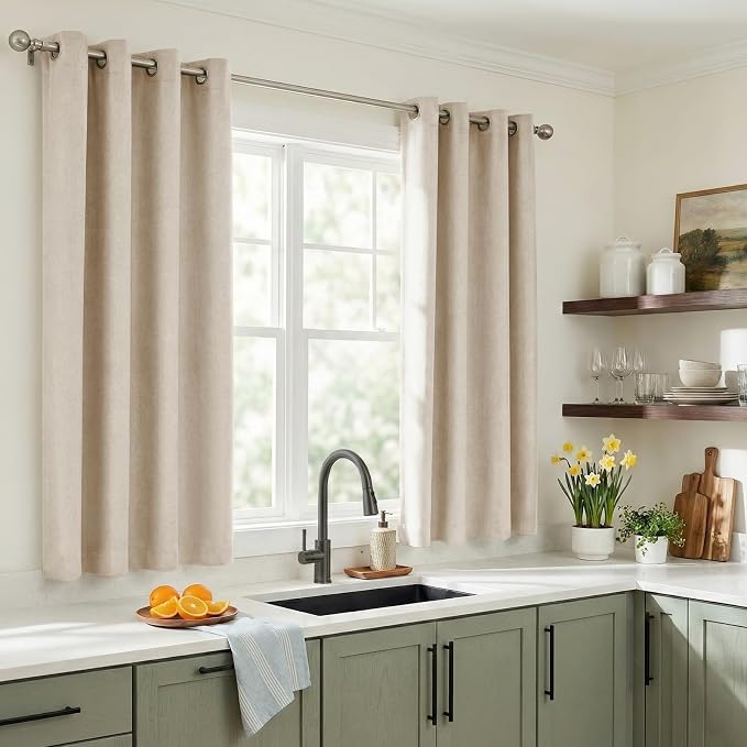 100% Blackout Linen Textured Short Small Curtains - Image 4