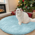 OLANLY Light Blue Round Rugs for Bedroom by OLANLY