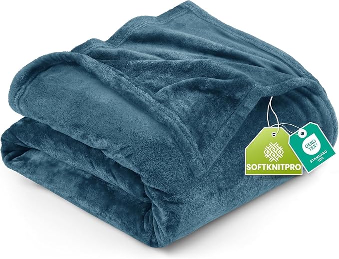 Utopia Bedding Soft Fleece Bed Blanket Twin Size Stone Blue | Microfiber Plush by UTOPIABEDDING