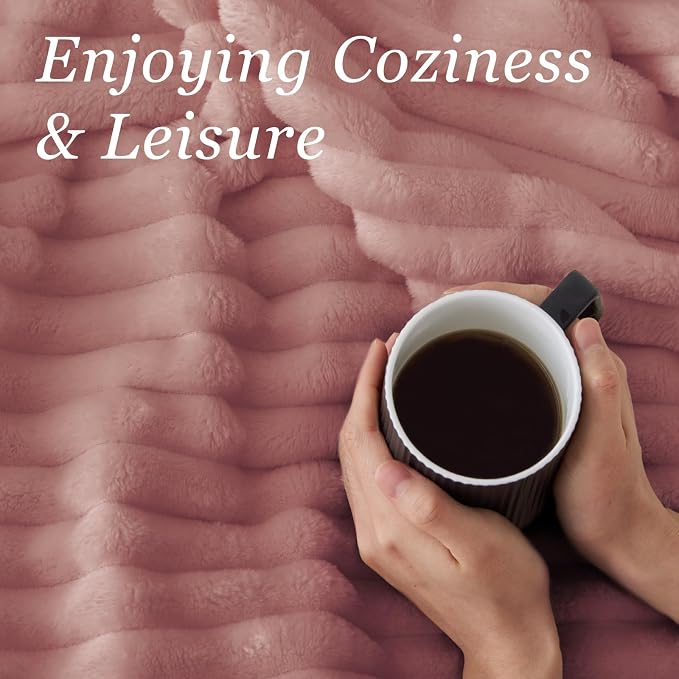 BEDELITE Ribbed Twin Blanket for Couch & Bed, Dusty Pink, Warm Yet Lightweight - Image 7