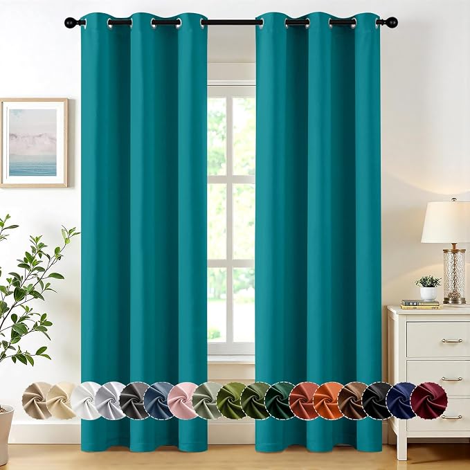 MIULEE Blackout Curtains for Bedroom 2 Panels 40 x 84 Inch Long Teal | Thermal by MIULEE