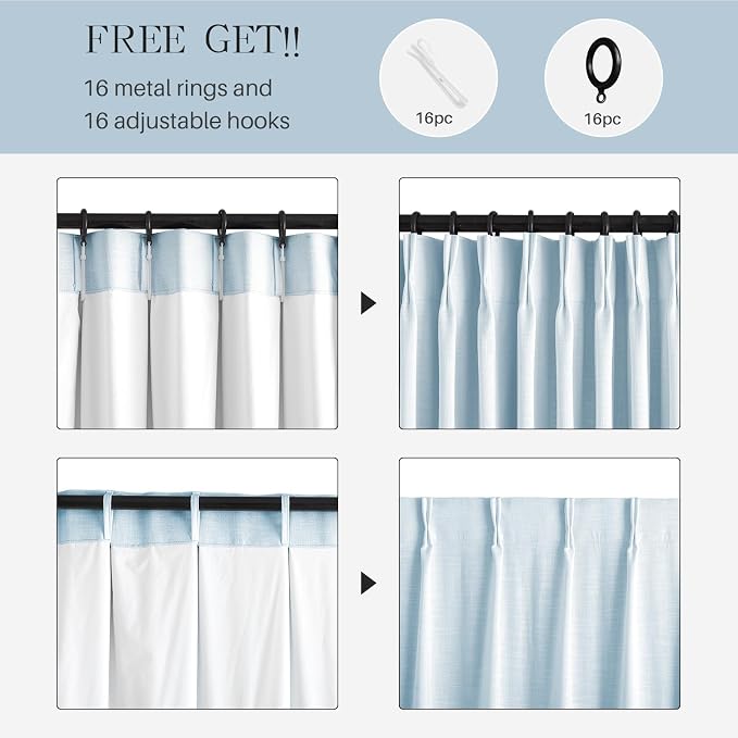 Pinch Pleated Linen Curtains 100% Blackout 84 Inches Long - Image 6