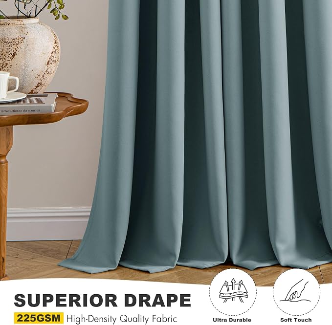 MIULEE Blackout Curtains for Bedroom 2 Panels 40 x 45 Inch Long Dusty Blue | - Image 5