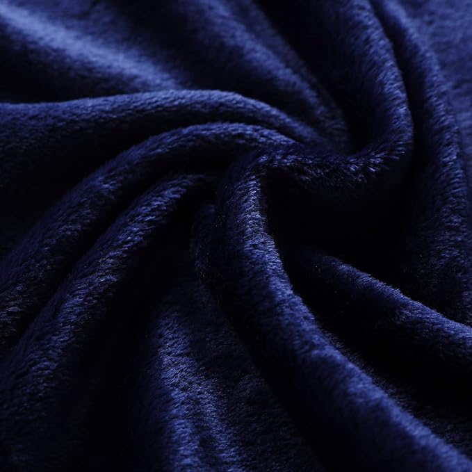 Fleece Plush Throw Blanket Navy Blue 50"x70"for Couch Fuzzy Cozy Flannel | - Image 5