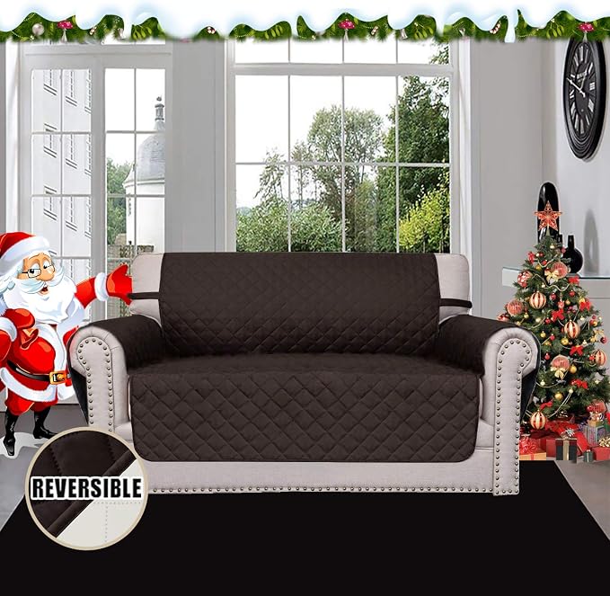 Easy-Going Reversible Couch Cover, 2 Cushion Sofa, Chocolate/Ivory | Loveseat - Image 2