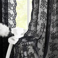 YJ YANJUN Vintage Lace Curtains 84 Inches Long-Victorian Floral Pattern Black by YJYANJUN