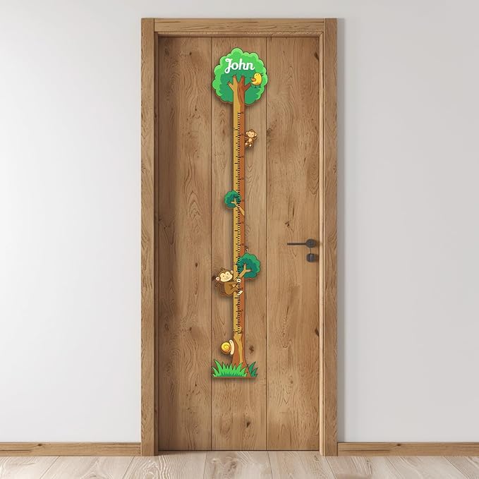Personalized Growth Chart for Wall, Wooden Height Chart for Kids, Cute Height Measurement for Child/Girls/Boys, Baby and Toddler's Playroom/Kid's Room/Nursery Decor, Tree