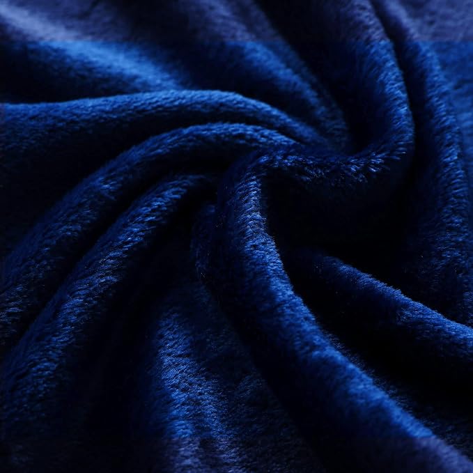 Classic Blue Fleece Plush Throw Blanket 60"x80"for Couch Fuzzy Cozy Flannel | - Image 4