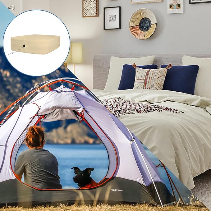 Bedecor Air Bed Sheets for Mattress Cover Removable Bed and Elastic Band Super Soft and Breathable & Deep up to 21" Beige Full