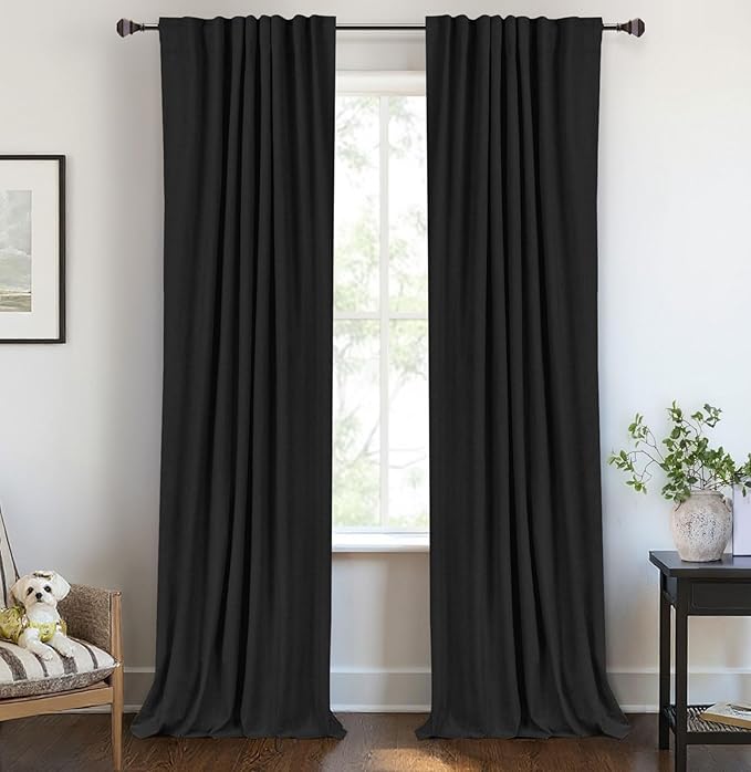 Linen Textured Total Blackout Curtains by 100BlackoutShield