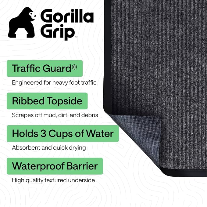 GORILLA GRIP Waterproof Traffic Guard Door Mat, 35x23 2 Pack Indoor Outdoor - Image 2