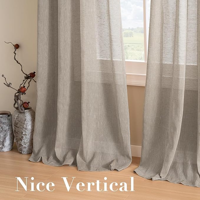 H.VERSAILTEX Linen Curtains Nickel Grommet Natural Linen Semi-Sheer Curtains 2 - Image 7