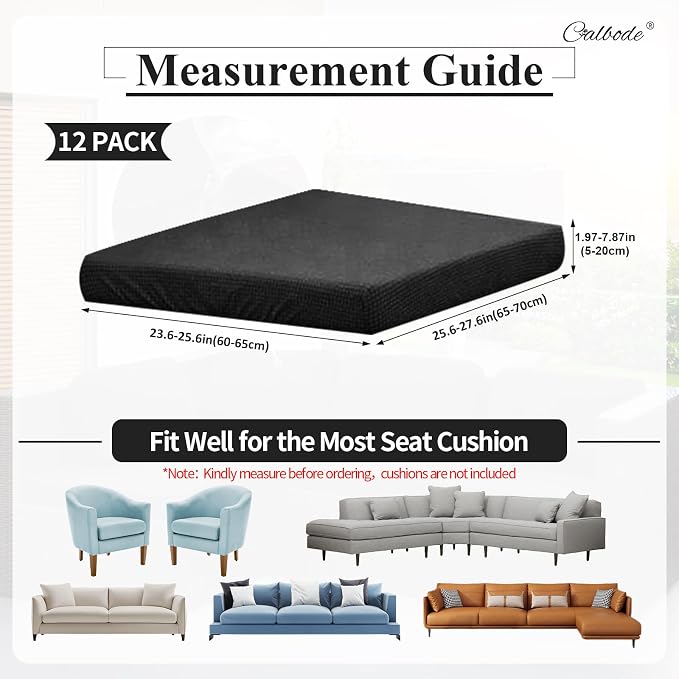 CALBODE 12Pcs Outdoor Stretch Cushion Covers, Waterproof Outdoor Chair Cushion - Image 2